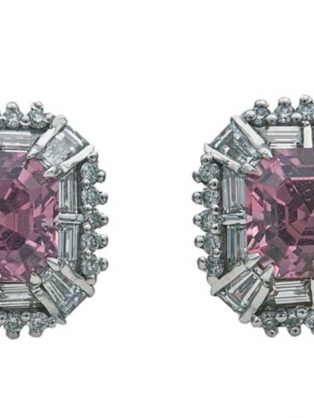 Paul Morelli Pink Spinel and Diamond Stud Earrings in 18K White Gold - Picture 5 of 5